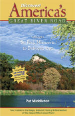 Limestone bluff and backwater at Goose Island provides a natural easel for Fall Color along the Mississippi River, St. Paul, Minnesota, to Dubuque, Iowa. Photo by Richard Middleton, La Crosse. Graphic work by Tall Tree Photo and Graffolio.