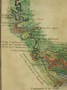 French plantations are marked in Red at Pointe Coupee and Baton Rouge, Louisiana. Beautiful, hand-tinted antique map reproductions of the Upper and Lower River, the Missouri River, Ohio, and others.