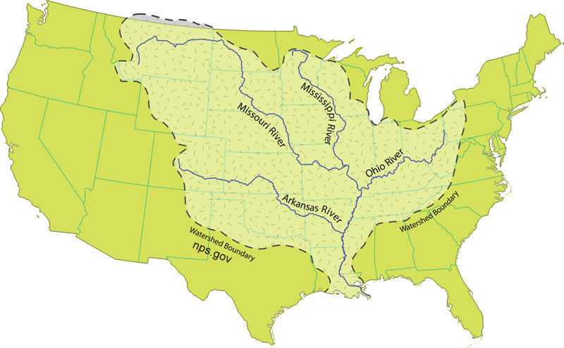 Drainage Map of the Mississippi River and its Tributaries. Some Facts 